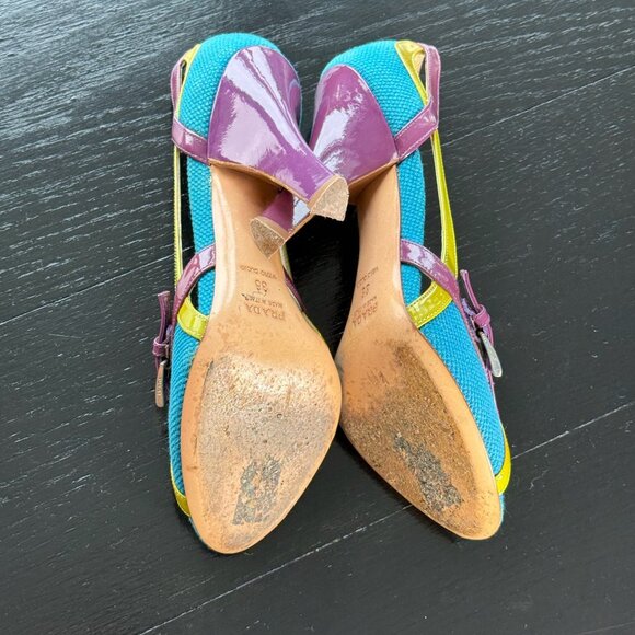 Prada Blue Purple Green Heels - Picture 5 of 6